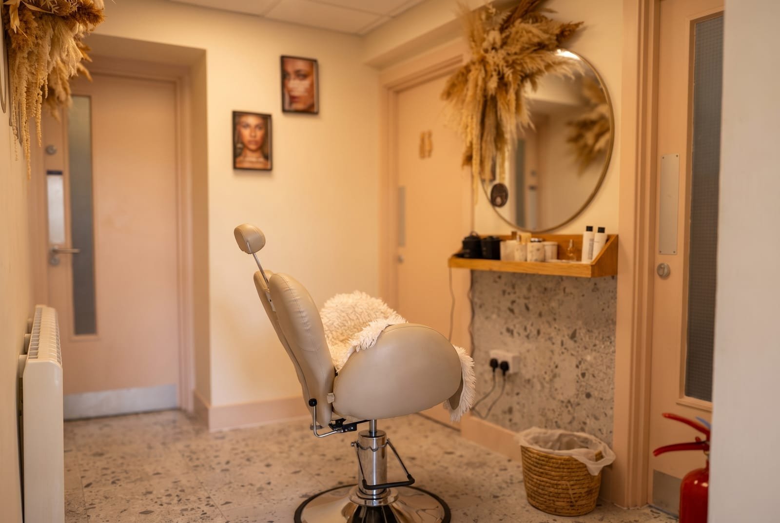 A warm, editorial view of the brow and lash station at NU Beauty in Haverhill, freshly set up and ready for a brow tidy or lash tint before a big night out