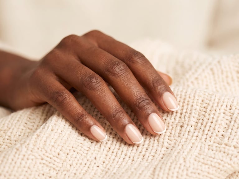 Autumn 2026 nail idea: Short natural nails in a milky cream nude with a thin micro-French tip